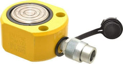 Enerpac - 30 Ton, 0.5" Stroke, 3.25 Cu In Oil Capacity, Portable Hydraulic Flat Body Cylinder - 6.49 Sq In Effective Area, 2.31" Lowered Ht., 2.81" Max Ht., 2.88" Cyl Bore Diam, 2.5" Plunger Rod Diam, 10,000 Max psi - Industrial Tool & Supply