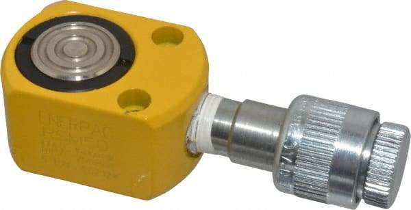 Enerpac - 5 Ton, 0.25" Stroke, 0.25 Cu In Oil Capacity, Portable Hydraulic Flat Body Cylinder - 0.99 Sq In Effective Area, 1.28" Lowered Ht., 1.53" Max Ht., 1.13" Cyl Bore Diam, 1" Plunger Rod Diam, 10,000 Max psi - Industrial Tool & Supply