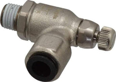 Legris - 3/8" Tube OD x 1/4" NPT Metal Flow Control Regulator - 0 to 145 psi & Treated Brass Material - Industrial Tool & Supply
