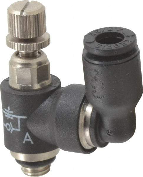 Legris - 5/32" OD x 10-32 UNF Miniature Swivel Outlet Flow Control Regulator - 0 to 145 psi & Nylon Material - Industrial Tool & Supply