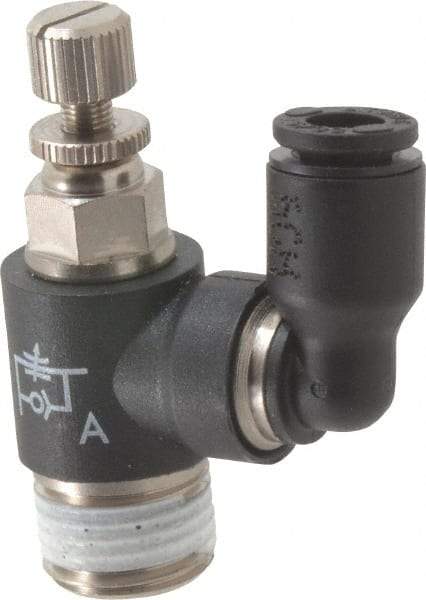 Legris - 5/32" OD x 1/8" NPT Miniature Swivel Outlet Flow Control Regulator - 0 to 145 psi & Nylon Material - Industrial Tool & Supply