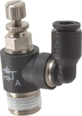 Legris - 5/32" OD x 1/8" NPT Miniature Swivel Outlet Flow Control Regulator - 0 to 145 psi & Nylon Material - Industrial Tool & Supply