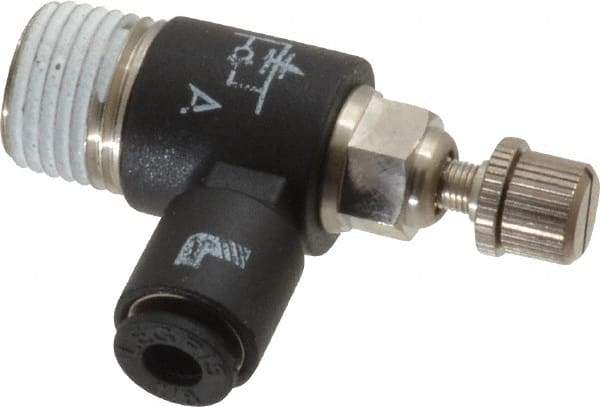 Legris - 1/8" OD x 1/8" NPT Miniature Flow Control Regulator - 0 to 145 psi & Nylon Material - Industrial Tool & Supply
