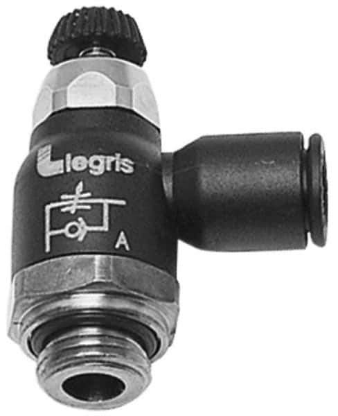 Legris - 10mm Tube OD x 1/2 Male BSPT Compact Meter Out Flow Control Valve - 14.5 to 145 psi, Nylon - Industrial Tool & Supply