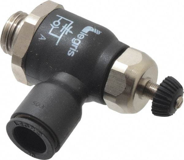 Legris - 10mm Tube OD x 1/4 Male BSPP Compact Meter Out Flow Control Valve - 14.5 to 145 psi, Nylon - Industrial Tool & Supply