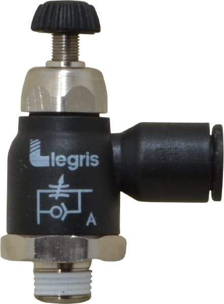 Legris - 8mm Tube OD x 1/8 Male BSPT Compact Meter Out Flow Control Valve - 14.5 to 145 psi, Nylon - Industrial Tool & Supply