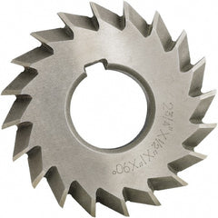 Made in USA - 6° 6" Cut Diam, 1" Cut Width, 1-1/4" Arbor, High Speed Steel Double-Angle Cutter - Industrial Tool & Supply