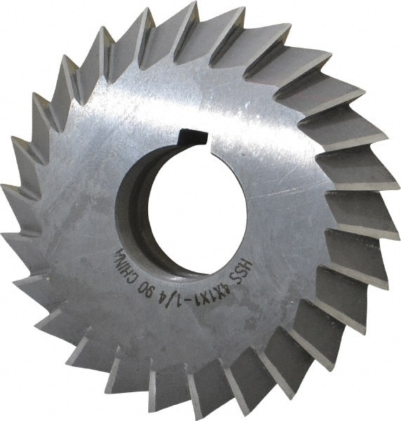 Value Collection - 4° 4" Cut Diam, 1" Cut Width, 1-1/4" Arbor, High Speed Steel Double-Angle Cutter - Industrial Tool & Supply