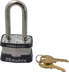 Master Lock - 2" Shackle Clearance, Keyed Different Laminated Steel Padlock - 9/32" Shackle Diam, Laminated Steel - Industrial Tool & Supply