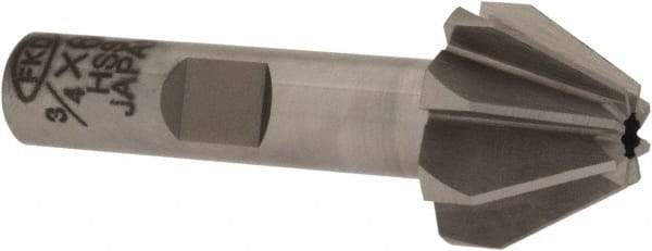 Interstate - 3/4" Large x 5/16" Small Diam, 17/32" Width of Cut, 60° Included Angle, High Speed Steel Face Angle Cutter - 3/8" Shank Diam, 2-3/32" Overall Length, Weldon Flat - Industrial Tool & Supply