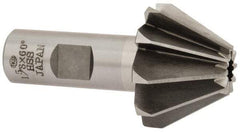 Interstate - 1-5/8" Large x 5/8" Small Diam, 1-1/16" Width of Cut, 60° Included Angle, High Speed Steel Face Angle Cutter - 3/4" Shank Diam, 3-1/16" Overall Length, Weldon Flat - Industrial Tool & Supply
