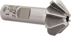 Interstate - 1" Large x 3/8" Small Diam, 7/16" Width of Cut, 90° Included Angle, High Speed Steel Face Angle Cutter - 1/2" Shank Diam, 2-3/16" Overall Length, Weldon Flat - Industrial Tool & Supply