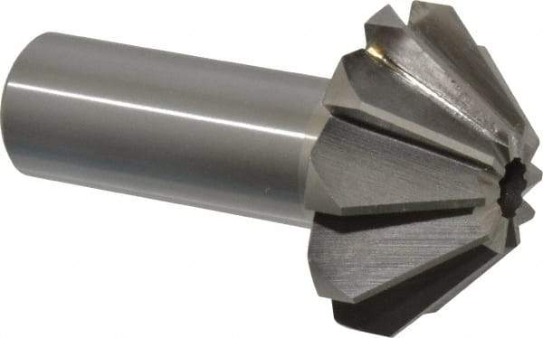 Interstate - 1-5/8" Large x 5/8" Small Diam, 11/16" Width of Cut, 90° Included Angle, High Speed Steel Face Angle Cutter - 3/4" Shank Diam, 2-11/16" Overall Length, Weldon Flat - Industrial Tool & Supply