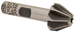 Interstate - 3/4" Large x 5/16" Small Diam, 17/32" Width of Cut, 60° Included Angle, Cobalt Face Angle Cutter - 3/8" Shank Diam, 2-3/32" Overall Length, Weldon Flat - Industrial Tool & Supply