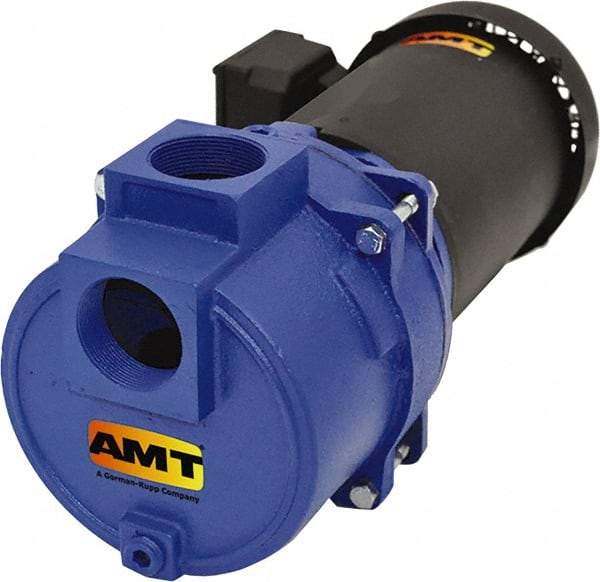 American Machine & Tool - 230/460 Volt, 8/4 Amp, 3 Phase, 3 HP, Self Priming Sewage Trash Pump - 56J Frame, 2 Inch Inlet, TEFC Motor, Cast Iron Housing, Stainless Steel Impeller, Buna N Seal - Industrial Tool & Supply