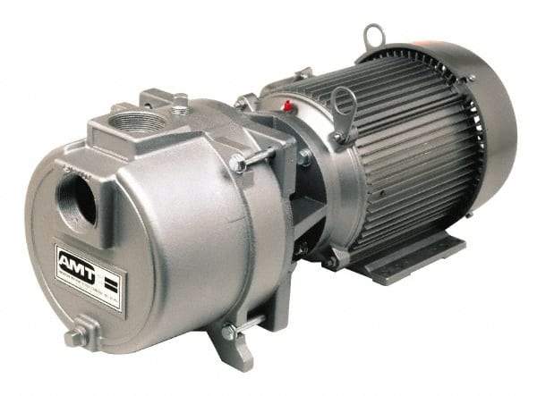 American Machine & Tool - 230 Volt, 16 Amp, 1 Phase, 3 HP, Self Priming Sewage Trash Pump - 56J Frame, 2 Inch Inlet, TEFC Motor, Cast Iron Housing, Stainless Steel Impeller, Buna N Seal - Industrial Tool & Supply