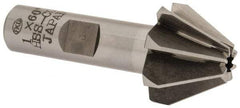 Interstate - 1" Large x 3/8" Small Diam, 11/16" Width of Cut, 60° Included Angle, Cobalt Face Angle Cutter - 1/2" Shank Diam, 2-13/32" Overall Length, Weldon Flat - Industrial Tool & Supply