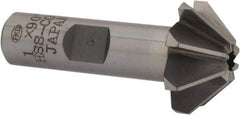 Interstate - 1" Large x 3/8" Small Diam, 7/16" Width of Cut, 90° Included Angle, Cobalt Face Angle Cutter - 1/2" Shank Diam, 2-3/16" Overall Length, Weldon Flat - Industrial Tool & Supply