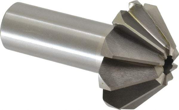 Interstate - 1-5/8" Large x 5/8" Small Diam, 11/16" Width of Cut, 90° Included Angle, Cobalt Face Angle Cutter - 3/4" Shank Diam, 2-11/16" Overall Length, Weldon Flat - Industrial Tool & Supply