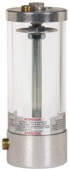 LDI Industries - 1 Outlet, Polymer Bowl, 426.06 Cu. cm Air-Operated Oil Reservoir - 1/4 NPTF Outlet, 2-1/2" Diam x 10-5/8" High, 60°C Max - Industrial Tool & Supply