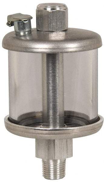 LDI Industries - 1 Outlet, Polymer Bowl, 40.7 mL No Flow Control Oil Reservoir - 1/4 NPTF Outlet, 1-3/4" Diam x 2-61/64" High, 60°C Max - Industrial Tool & Supply