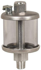 LDI Industries - 1 Outlet, Polymer Bowl, 73.9 mL No Flow Control Oil Reservoir - 1/4 NPTF Outlet, 2" Diam x 3-3/4" High, 60°C Max - Industrial Tool & Supply