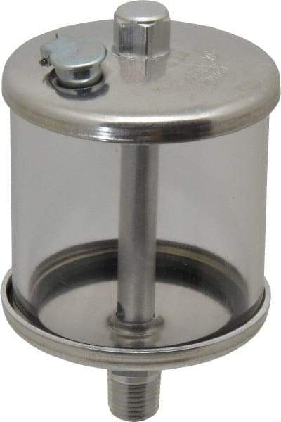 LDI Industries - 1 Outlet, Polymer Bowl, 147.9 mL No Flow Control Oil Reservoir - 1/4 NPTF Outlet, 2-1/2" Diam x 4-5/16" High, 60°C Max - Industrial Tool & Supply