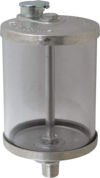 LDI Industries - 1 Outlet, Polymer Bowl, 0.95 L No Flow Control Oil Reservoir - 1/2 NPTF Outlet, 4-1/4" Diam x 8-1/16" High, 60°C Max - Industrial Tool & Supply