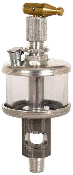 LDI Industries - 1 Outlet, Glass Bowl, 0.47 L Manual-Adjustable Oil Reservoir - 1/2 NPTF Outlet, 3-1/2" Diam x 9.12" High, 121.11°C Max - Industrial Tool & Supply