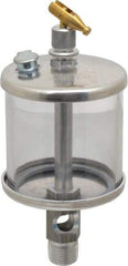 LDI Industries - 1 Outlet, Polymer Bowl, 147.9 mL Manual-Adjustable Oil Reservoir - 3/8 NPTF Outlet, 2-1/2" Diam x 6-3/8" High, 71.11°C Max - Industrial Tool & Supply