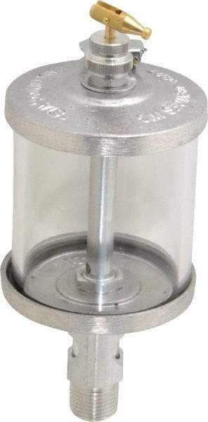 LDI Industries - 1 Outlet, Glass Bowl, 266.2 mL Manual-Adjustable Oil Reservoir - 1/2 NPTF Outlet, 3" Diam x 7.81" High, 121.11°C Max - Industrial Tool & Supply