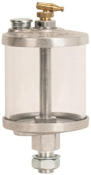 LDI Industries - 1 Outlet, Acrylic Bowl, Manual-Adjustable Oil Reservoir - 5/6-18 Straight Outlet, 4-1/4" Diam x 8-1/4" High - Industrial Tool & Supply