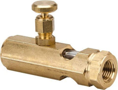 LDI Industries - 1/4 Outlet Thread, 1/4 Inlet Thread, Brass, Straight Valve, Oil Reservoir Needle Valve - 1 Outlet, FNPTF Inlet Thread, FNPTF Outlet Thread - Industrial Tool & Supply