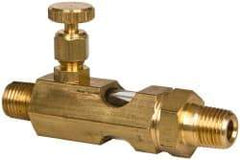 LDI Industries - 1/4 Outlet Thread, 1/4 Inlet Thread, Brass, Straight Valve, Oil Reservoir Needle Valve - 1 Outlet, MNPTF Inlet Thread, MNPTF Outlet Thread - Industrial Tool & Supply