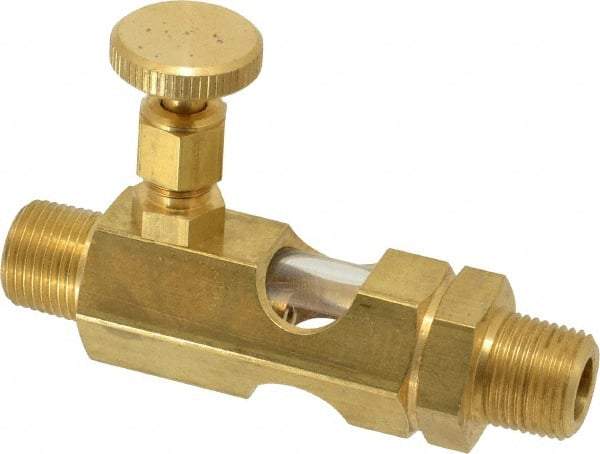 LDI Industries - 3/8 Outlet Thread, 3/8 Inlet Thread, Brass, Straight Valve, Oil Reservoir Needle Valve - 1 Outlet, MNPTF Inlet Thread, MNPTF Outlet Thread - Industrial Tool & Supply