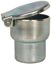 Gits - Steel, Zinc Plated, Shoulder Drive One Piece, Straight Oil Hole Cover - 1.253-1.255" Drive Diam, 1-1/4" Drive-In Hole Diam, 13/16" Drive Length, 1-11/16" Overall Height - Industrial Tool & Supply