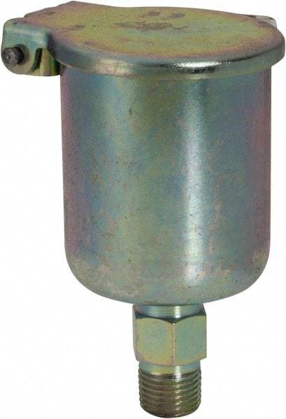 Gits - 3/8 Ounce Capacity, 1/8-18 Thread, Steel, Zinc Plated, Straight with Hex Body, Oil Cup - 2-13/32" High, 3/8" Thread Length, Wick Feed - Industrial Tool & Supply