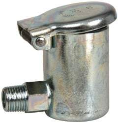 Gits - 3/16 Ounce Capacity, 1/8-27 Thread, Steel, Zinc Plated, Elbow with Hex Body, Oil Cup - 1-7/16" High, 3/8" Thread Length, Wick Feed - Industrial Tool & Supply