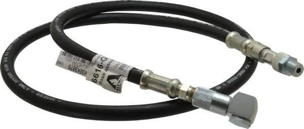 Alemite - 5-1/2' Long, Grease Gun Hose & Coupler Assembly - Includes Check Valve & Swivel - Industrial Tool & Supply