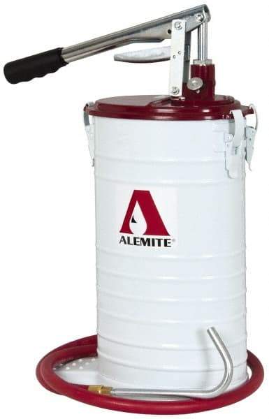 Alemite - Oil & Grease Lubrication 1 Strokes/oz Flow Steel, Aluminum & Stainless Steel Lever Hand Pump - For 25 Lb Container - Industrial Tool & Supply