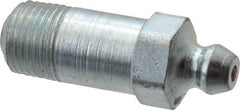 Alemite - Straight Head Angle, 1/8 PTF Steel Standard Grease Fitting - 7/16" Hex, 1-1/4" Overall Height, 25/32" Shank Length, 10,000 Operating psi, Zinc Plated Finish - Industrial Tool & Supply