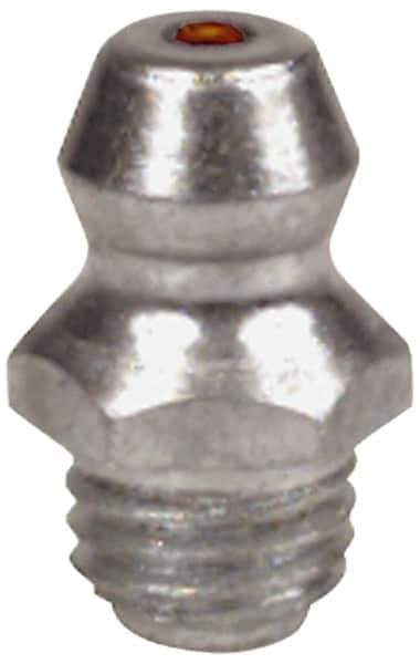 Alemite - Straight Head Angle, 1/4-28 NPT Steel Standard Grease Fitting - 5/16" Hex, 31/32" Overall Height, 5/8" Shank Length, 10,000 Operating psi - Industrial Tool & Supply