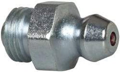 Alemite - Straight Head Angle, 5/16-32 UNEF-2A Nickel/Copper Standard Grease Fitting - 3/8" Hex, 21/32" Overall Height, 15/64" Shank Length, Zinc Plated Finish - Industrial Tool & Supply