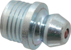 Alemite - Straight Head Angle, Nickel/Copper Drive-In Grease Fitting - 35/64" Overall Height, 1/4" Shank Length, Zinc Plated Finish - Industrial Tool & Supply