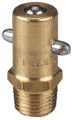 Alemite - Straight Head Angle, 1/8 PTF Brass Pin-Style Grease Fitting - 7/16" Hex, 31/32" Overall Height, 17/64" Shank Length, 3,000 Operating psi, Zinc Plated Finish - Industrial Tool & Supply