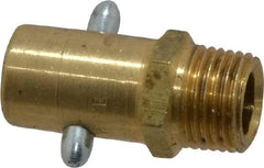 Alemite - Straight Head Angle, 1/8 PTF Brass Pin-Style Grease Fitting - 7/16" Hex, 31/32" Overall Height, 17/64" Shank Length, 3,000 Operating psi, Zinc Plated Finish - Industrial Tool & Supply