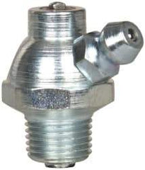 Alemite - 60° Head Angle, 1/8 PTF PVC Shut-Off Grease Fitting - 5/8" Hex, 1" Overall Height, 17/64" Shank Length, Zinc Plated Finish - Industrial Tool & Supply