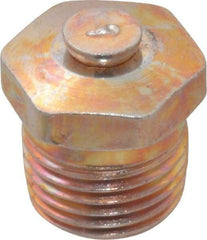 Alemite - 1/8 Thread, 0.25 to 1 psi Relief Pressure, Steel, Zinc Plated, Relief Vent - 7/16" Hex Flats Diam - Industrial Tool & Supply