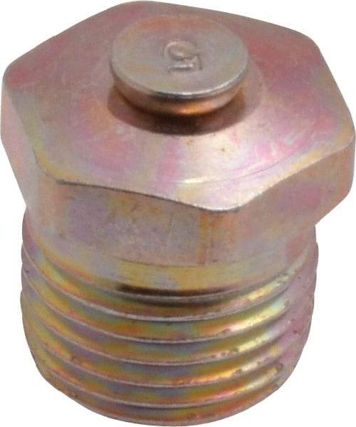 Alemite - 1/8 Thread, 1 to 5 psi Relief Pressure, Steel, Zinc Plated, Relief Vent - 7/16" Hex Flats Diam - Industrial Tool & Supply