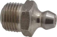 Alemite - Straight Head Angle, 1/8 PTF Nickel/Copper Standard Grease Fitting - 7/16" Hex, 3/4" Overall Height, 5/16" Shank Length - Industrial Tool & Supply